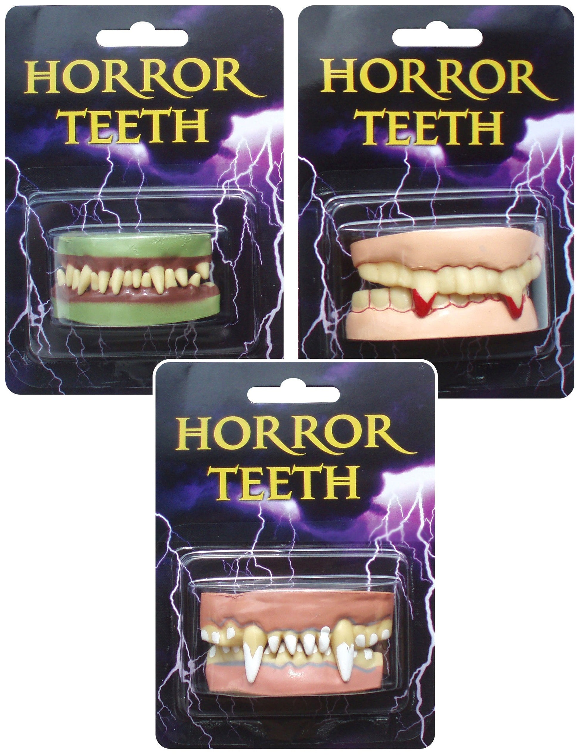 Halloween Horror Teeth Costume Prop 3 Assorted Styles