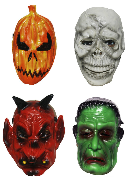4 Assorted Scary Halloween Latex Masks Set
