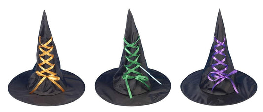 Adult Halloween Fun Witch Hat with Vibrant Ribbon Design