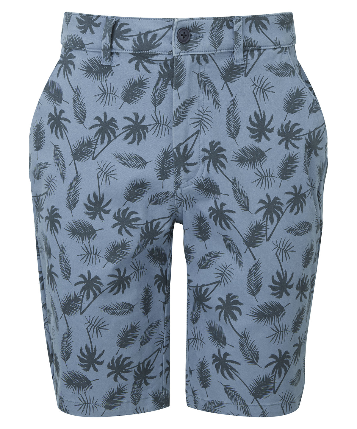 Mens Palm Print Cotton Shorts with Zip Fly and Rollable Hems