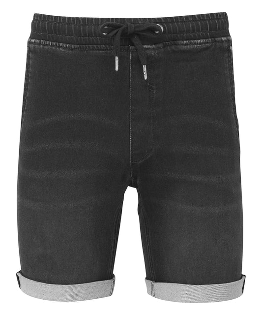 Comfortable Mens Denim Drawstring Shorts with Gunmetal Detailing