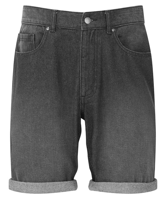 Mens Denim Shorts with Brass Details and Contrast Stitching