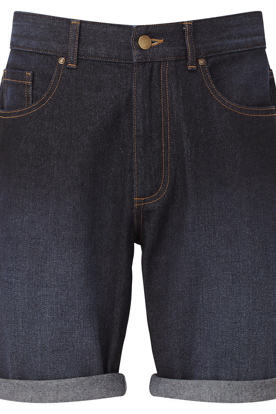 Mens Denim Shorts with Brass Details and Contrast Stitching