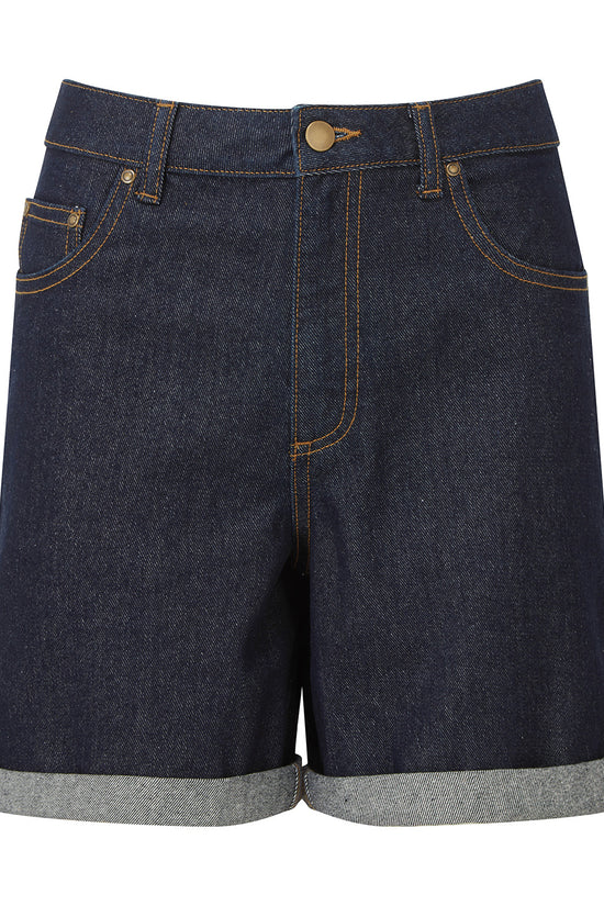 Classic Womens Denim Shorts with Brass Details