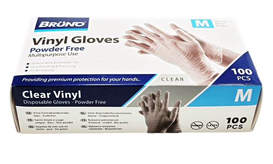 100 Medium Disposable Vinyl Clear Examination Gloves