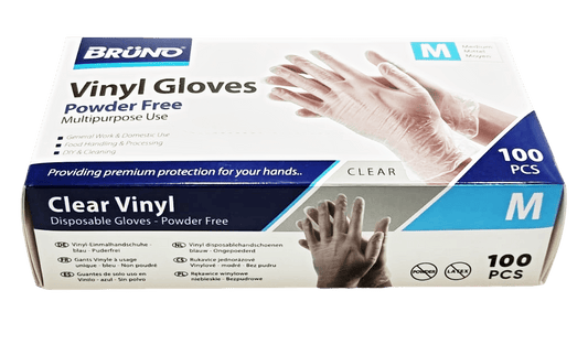 100 Medium Disposable Vinyl Clear Examination Gloves