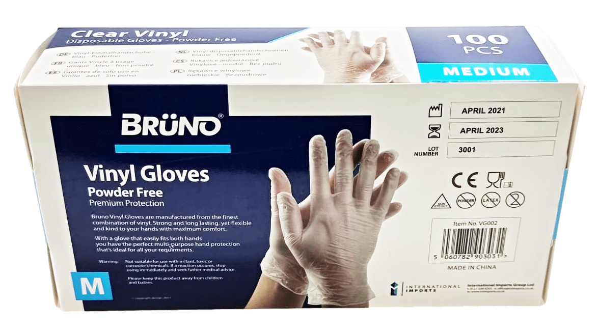 100 Medium Disposable Vinyl Clear Examination Gloves