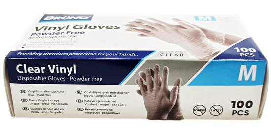 100 Medium Disposable Vinyl Clear Examination Gloves