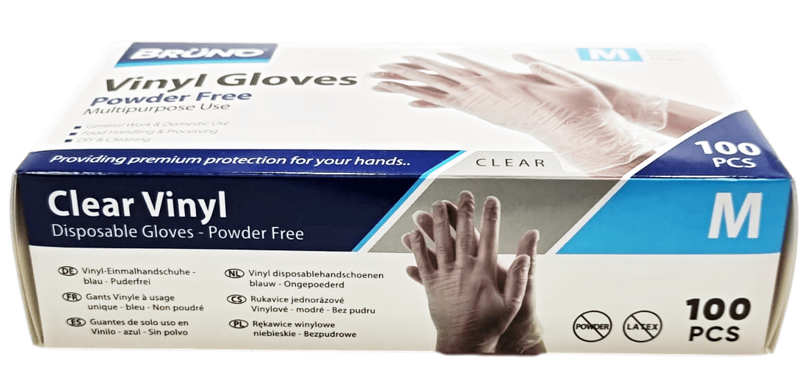 100 Medium Disposable Vinyl Clear Examination Gloves