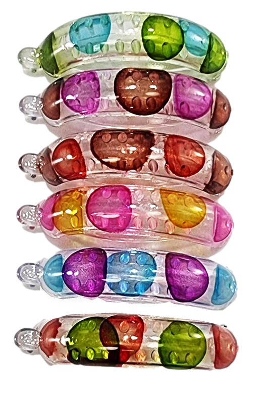 Assorted Plastic Hair Clip with Dotted Design Random Color