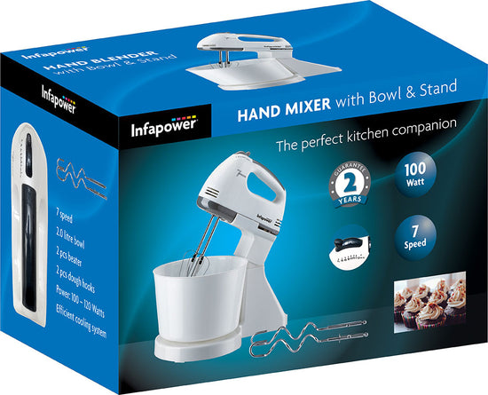 Infapower 7Speed Electric Stand Hand Mixer with 2L Bowl 100W