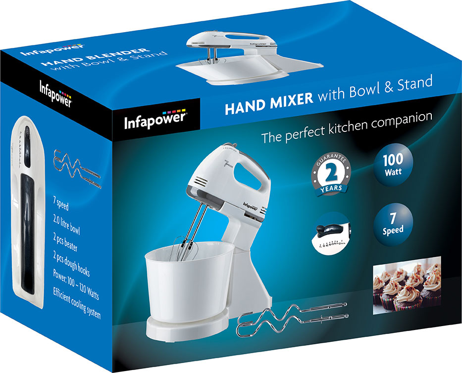 Infapower 7Speed Electric Stand Hand Mixer with 2L Bowl 100W