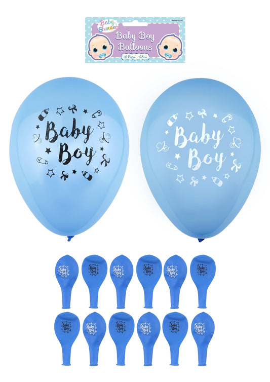 Baby Boy Party Balloons 23cm Pack of 12 Blue