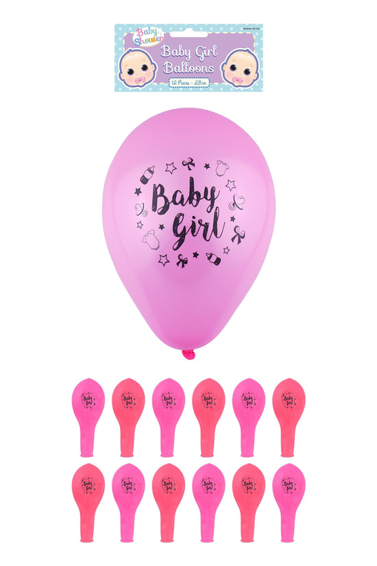 Baby Girl Party Birth Celebration Balloons Pack of 12 Pink 23 cm