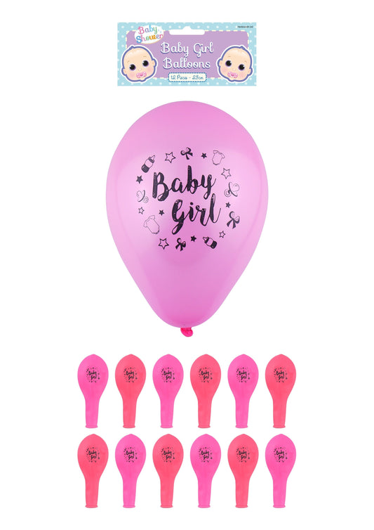 Baby Girl Party Birth Celebration Balloons Pack of 12 Pink 23 cm