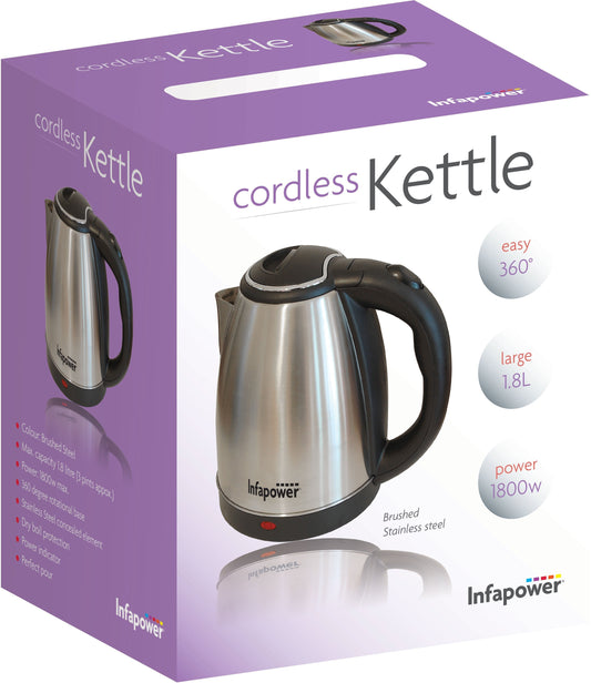 Premium Infapower Cordless Kettle 1800W 18L Stainless Steel Design