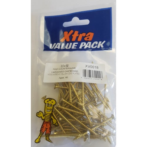 35 x 50 Yellow Chipboard Screws DIY Value Pack