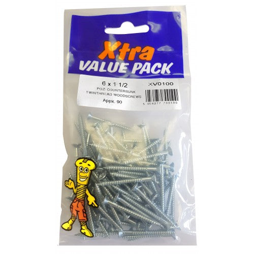 6 x 1 12 Pozi Twinthread Woodscrews Value Pack
