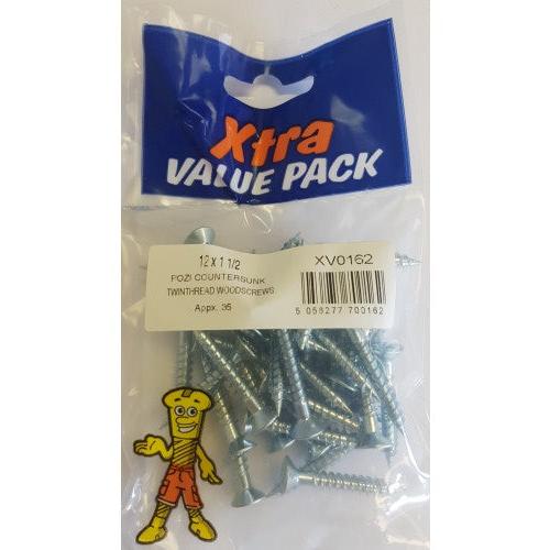 12 x 1 12 Pozi csk Twinthreads Woodscrews Xtra Value Pack