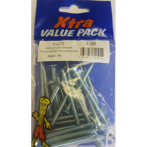 10 x 2 12 Pozi Twinthread Wood Screws Pack of 10