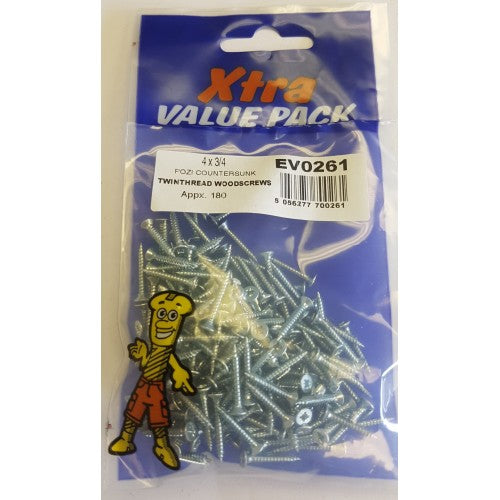 4 x 34 Pozi csk Twinthreads Woodscrews DIY Construction Fasteners
