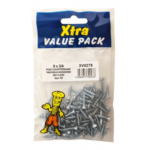 8 x 34 Pozi Twinthread Woodscrews Woodworking DIY Screws