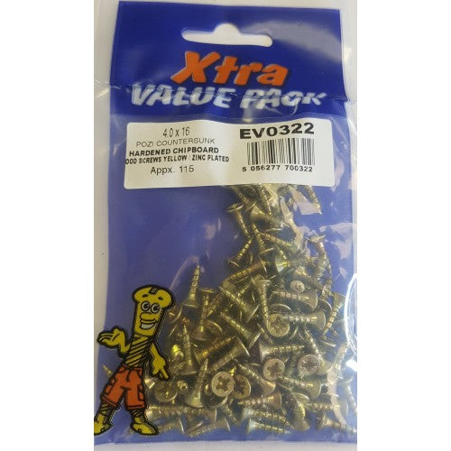 40 x 16 Yellow Chipboard Screws DIY Wood Fasteners
