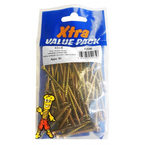 45mm Yellow Chipboard Screws Value Pack