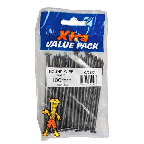 100mm Round Wire Nails 250g Pack for DIY Construction