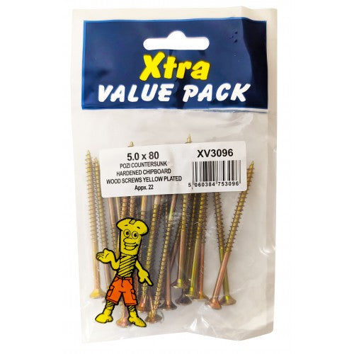 HighQuality 50 x 80 Pozi Countersunk Chipboard Screws for DIY Projects