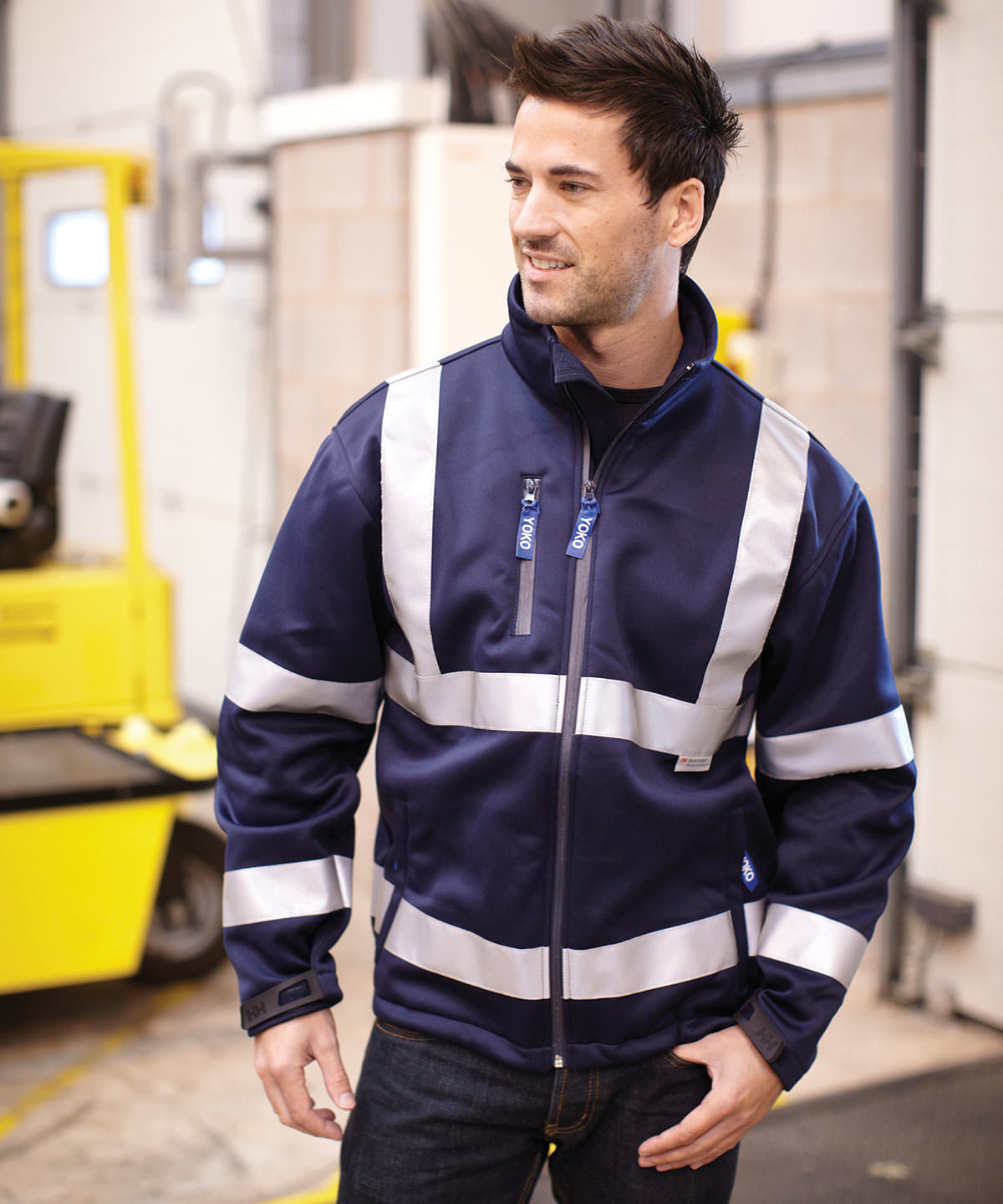 Yoko HiVis Softshell Jacket for Men Safetywear Plus Sizes