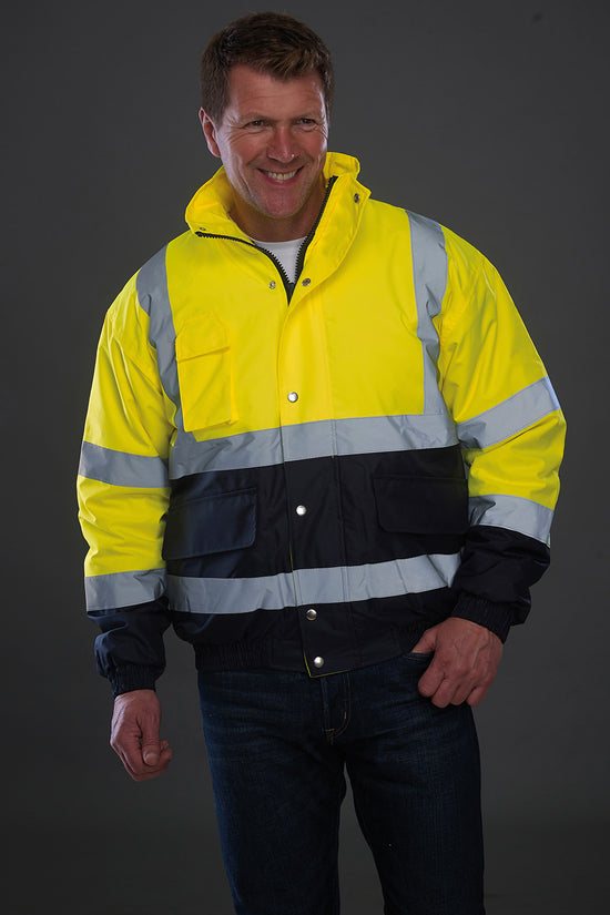 Yoko HiVis TwoTone Bomber Jacket HVP218 Safetywear Plus Sizes