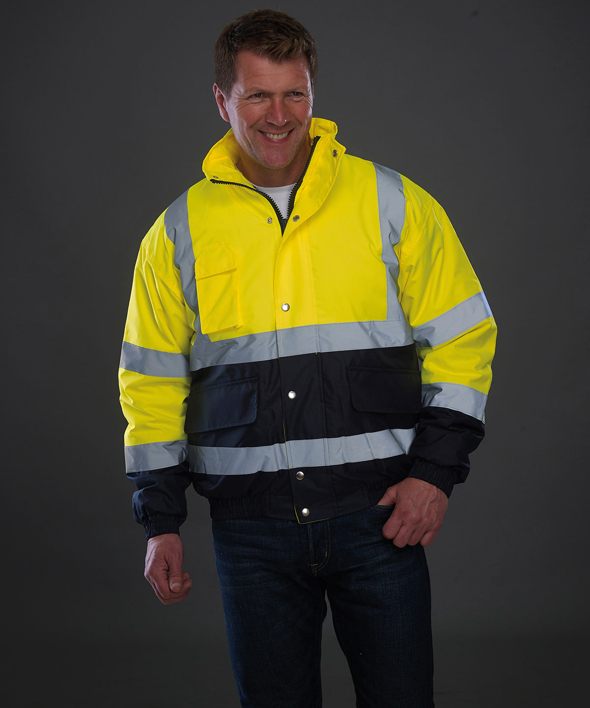 Yoko HiVis TwoTone Bomber Jacket HVP218 Safetywear Plus Sizes