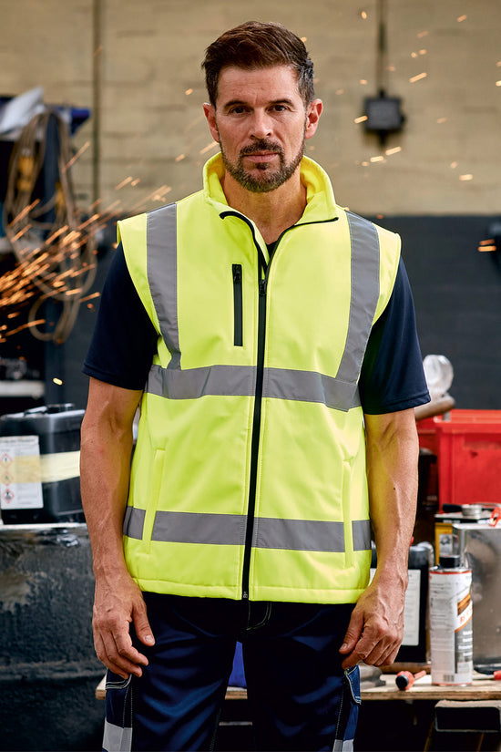 Yoko HiVis Softshell Gilet for Men Safetywear Plus Sizes