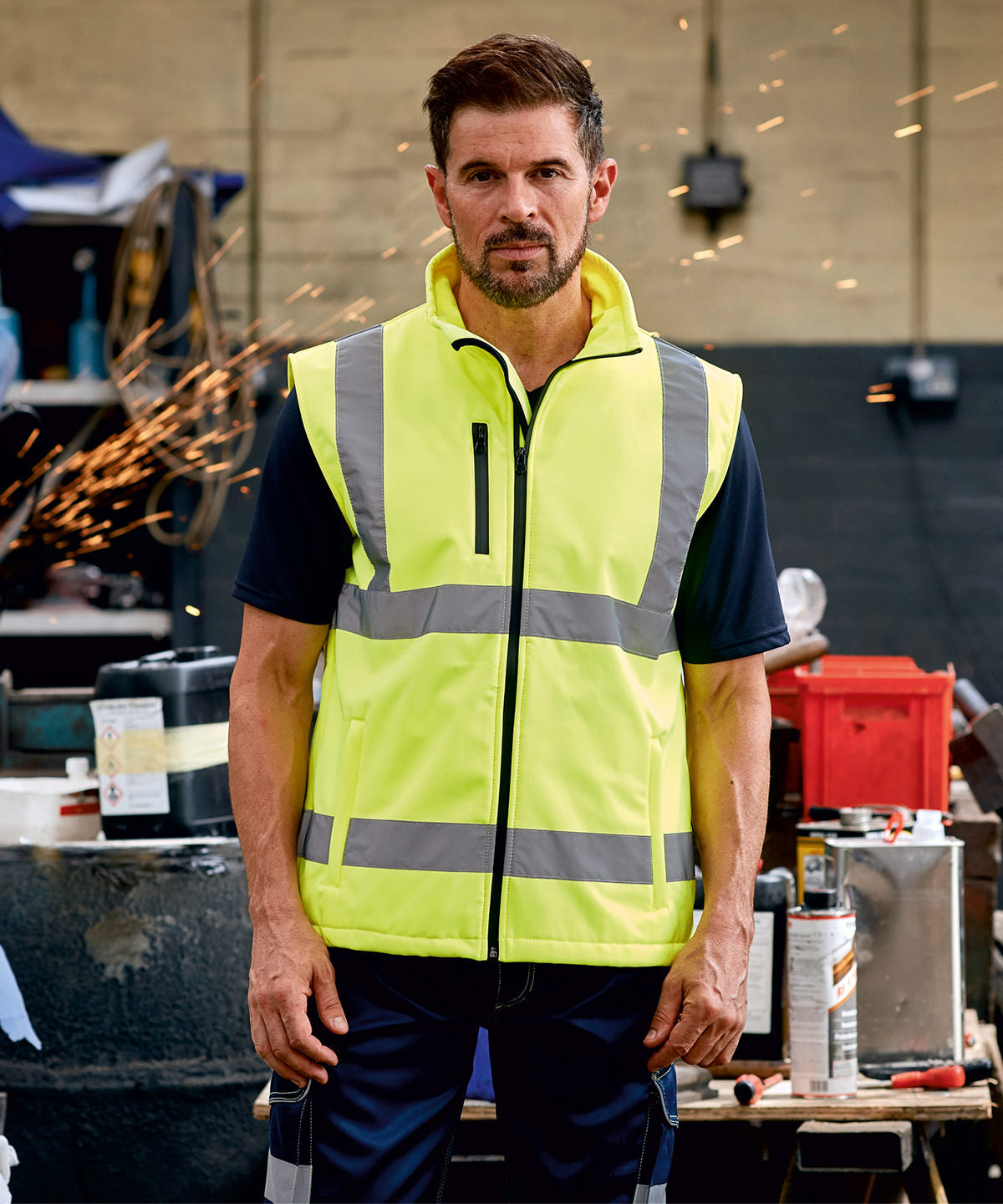 Yoko HiVis Softshell Gilet for Men Safetywear Plus Sizes