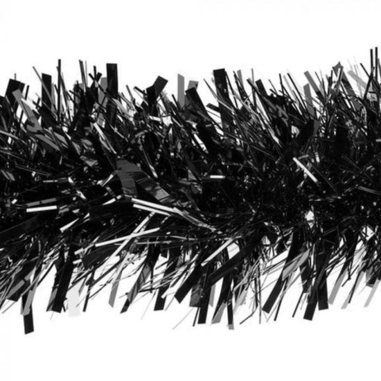 Elegant Black and Silver Christmas Tinsel Garland 2 Metre Length