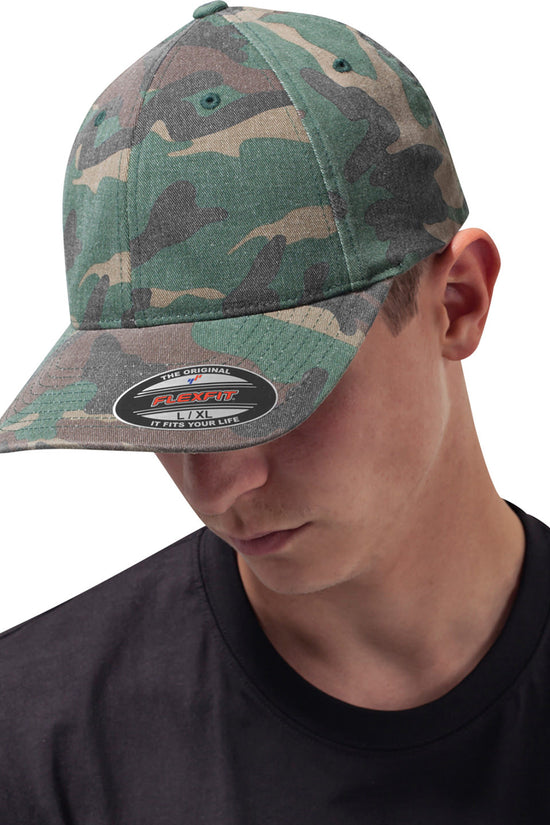 Flexfit Garment Washed Camo Snapback Cap Unisex Adult