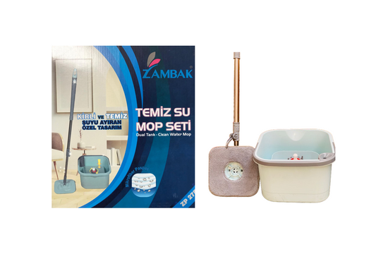 Dual Tank Clean Water Square Spinning Mop Bucket Set Efficient Cleaning