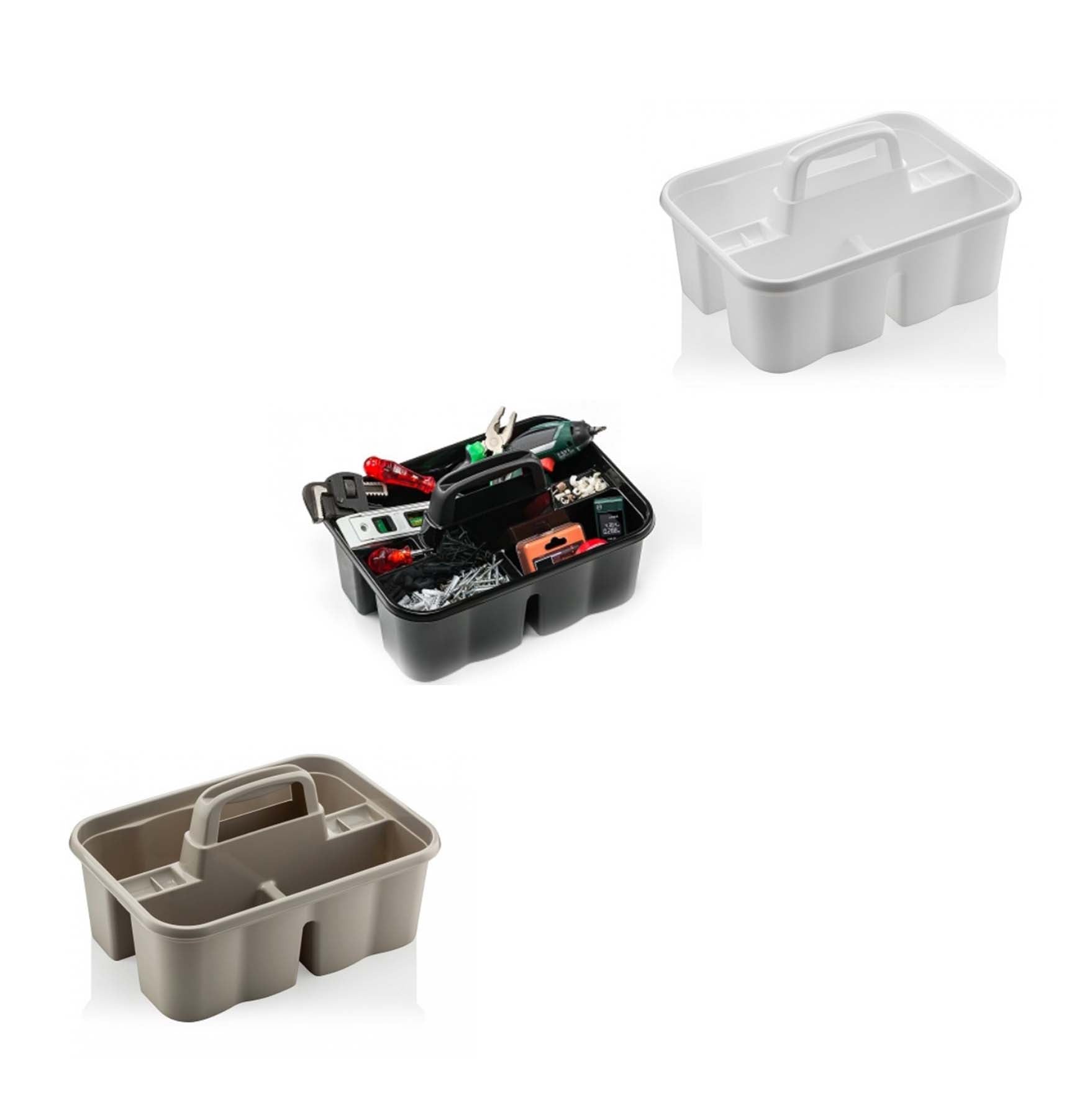 3 Division Plastic Kitchen Organizer with Handle Assorted Colors