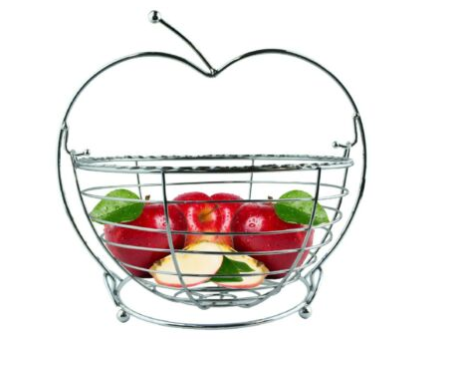 Stylish Chrome Metal Fruit Basket with Swinging Design