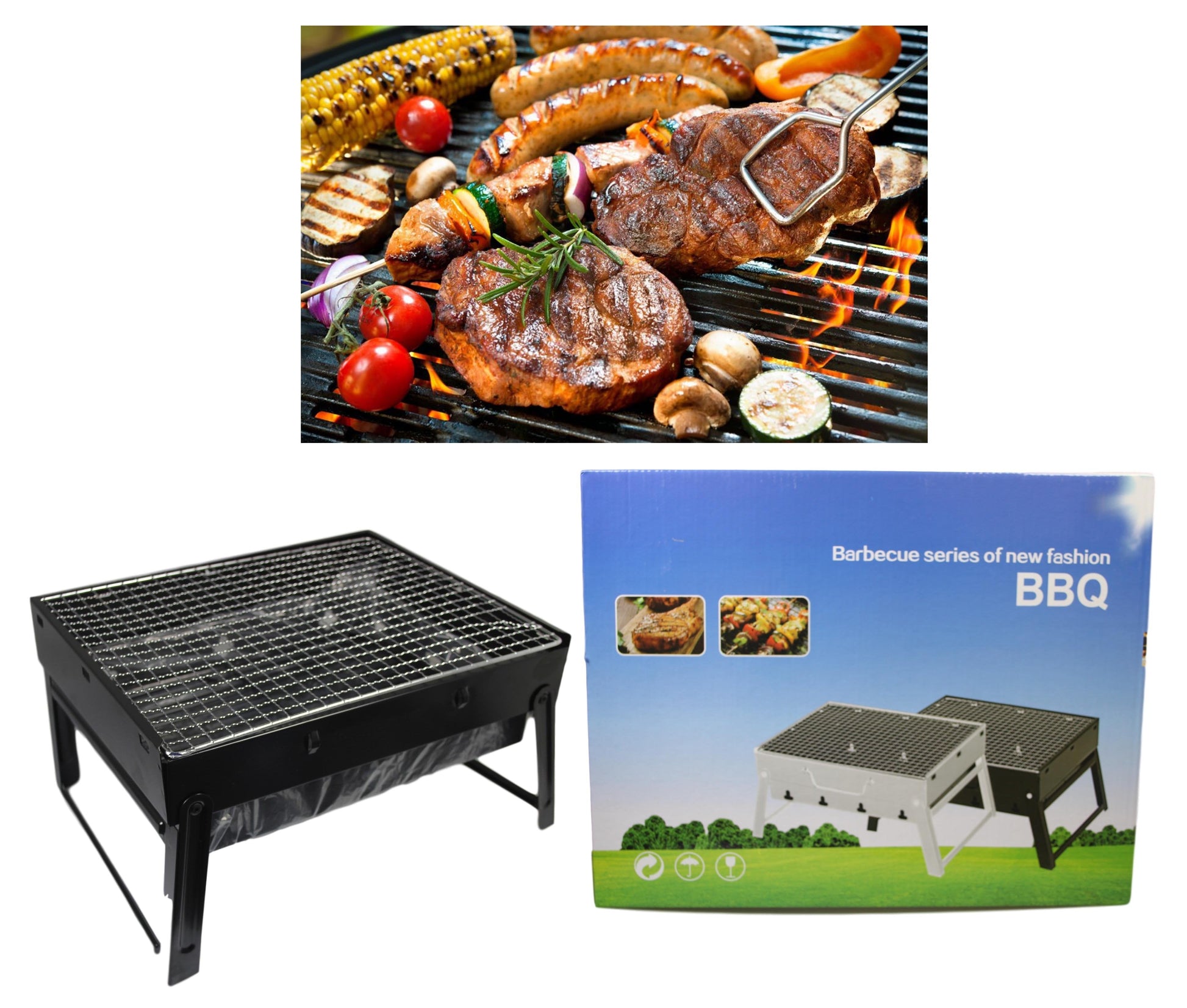 Compact Outdoor Table Top Metal BBQ Grill Stand 35 x 27 x 20 cm