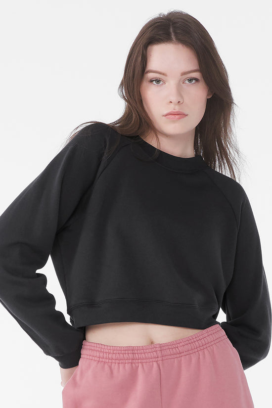 Bella Canvas Womens Raglan Pullover Fleece Sweatshirt Soft Stylish