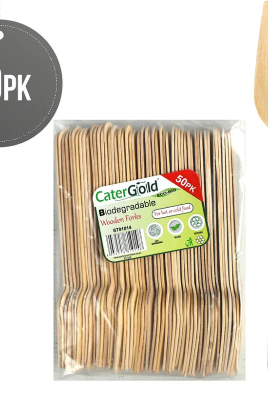 Eco Biodegradable Wooden Forks Pack of 50 Sustainable Disposable Cutlery