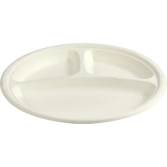 EcoFriendly Bagasse 3 Compartment Plates 10