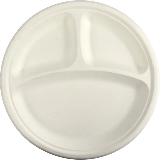 EcoFriendly Bagasse 3 Compartment Plates 10