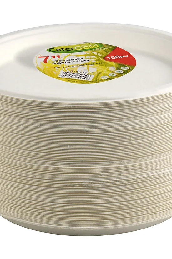 EcoFriendly Bagasse Sugarcane Plates 7 Pack of 100