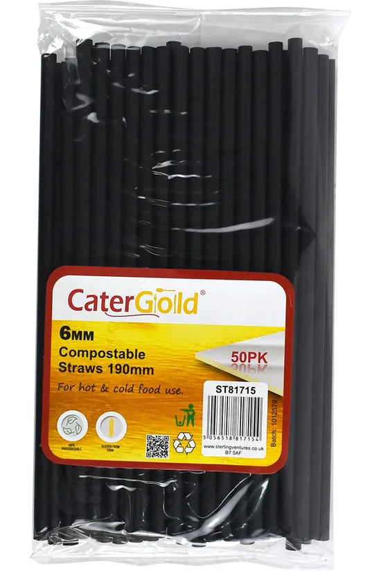 EcoFriendly Compostable Plastic Straws Pack of 50 Assorted Colours