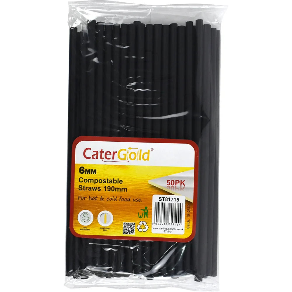 EcoFriendly Compostable Plastic Straws Pack of 50 Assorted Colours