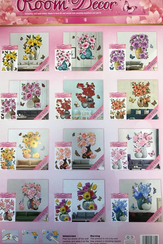 Elevate Your Space with 3D Flowers Vase Wall Stickers 49 x 30 cm