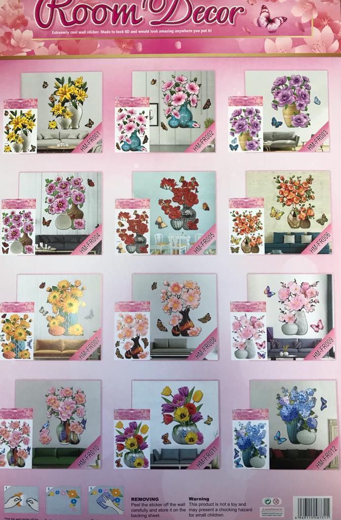 Elevate Your Space with 3D Flowers Vase Wall Stickers 49 x 30 cm